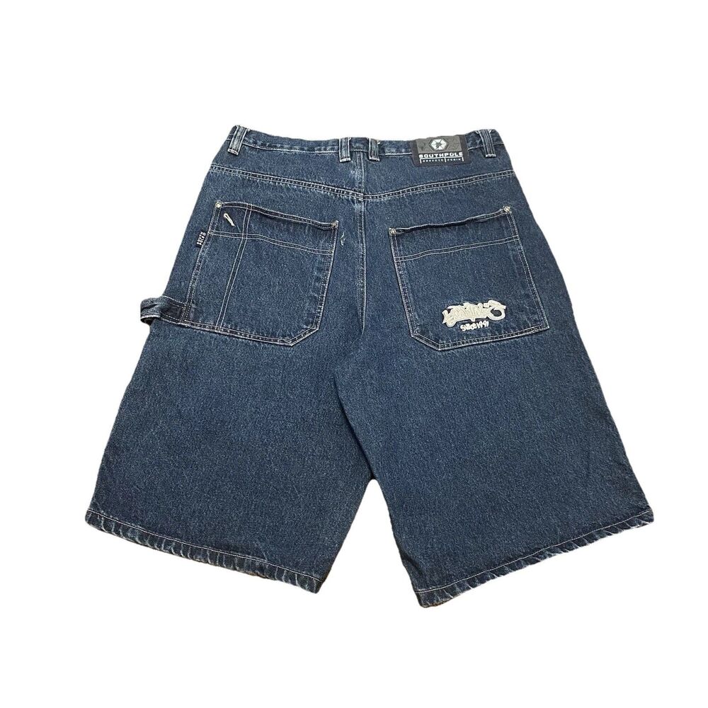 REPAIRED Vintage Southpole Jorts Jean Shorts Baggy Wide Leg Y2K Blue 36 REPAIRED